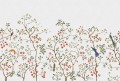 Fototapeta botaniczna Rebel Walls R21193 Songbird Mural White Hot Pops