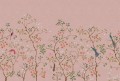 Fototapeta botaniczna Rebel Walls R21194 Songbird Mural Pink Hot Pops
