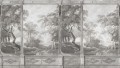 Fototapeta krajobraz lasu w panelach Rebel Walls R20325 Woodland Panels Gray Poetic