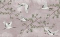 Fototapeta żurawie w locie Rebel Walls R20335 Majestic Cranes Pink Poetic