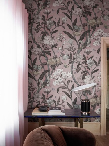 Fototapeta botaniczna vintage Rebel Walls R20983 Winding Bloom Pink Poetic