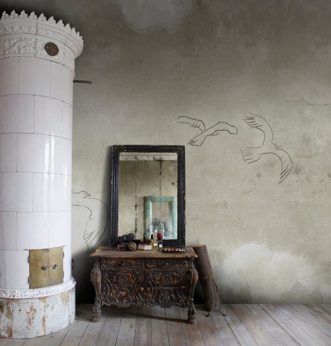 Fototapeta minimalistyczne ptaki i niebo Rebel Walls R21013 Wings Over Horizon Beige Poetic