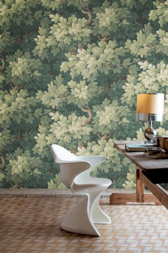 Fototapeta liście w stylu gobelinowym Rebel Walls R21353 Vintage Foliage Green Poetic