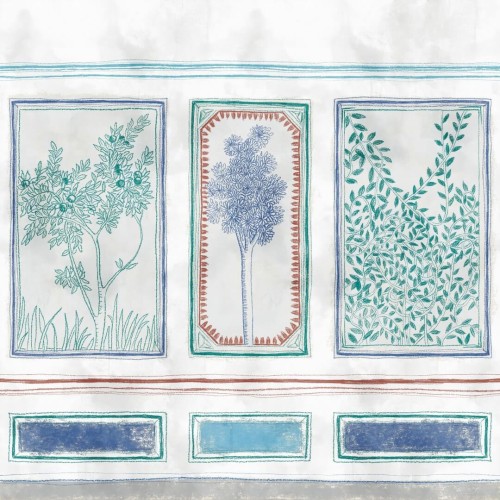 Mural inspirowany antycznymi ścianami śródziemnomorskich pałaców Elitis VP 961 03 Disegno Ortigia