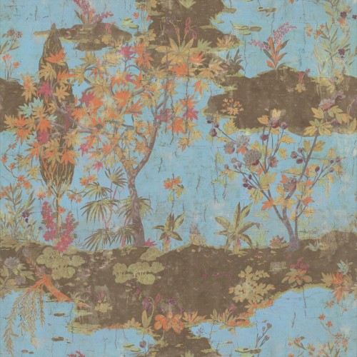 Mural roślinny na zniszczonej ścianie Elitis VP 962 01 Retour des Indes Ortigia