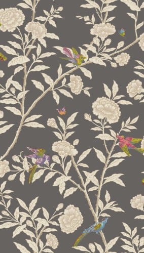 Tapeta roślinna z ptakami w stylu chinoiserie Cole & Son 127/4019 Roseberry With Birds Classics Collection Vol.I