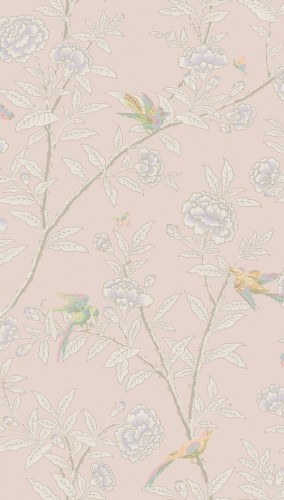 Tapeta roślinna z ptakami w stylu chinoiserie Cole & Son 127/4020 Roseberry With Birds Classics Collection Vol.I