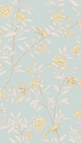 Tapeta roślinna z ptakami w stylu chinoiserie Cole & Son 127/4023 Roseberry With Birds Classics Collection Vol.I