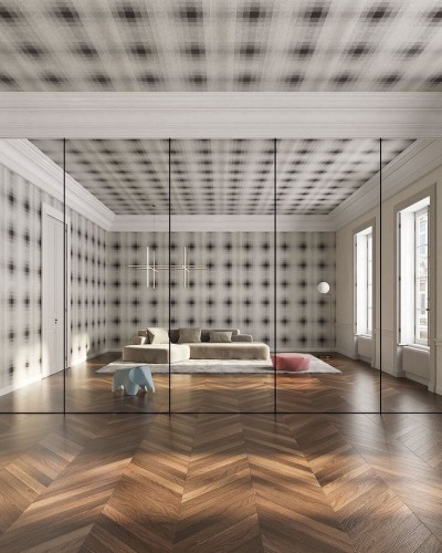 Fototapeta kwadraty z efektem 3D Inkiostro Bianco STICKYPATT INKIIEI2501A Monochrome