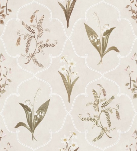 Fototapeta kwiaty w kratownicy Sandberg S10576 Louise Pastel Herbarium