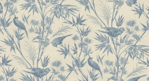 Fototapeta ptaki w bujnym bambusowym gaju Sandberg S10595 Celeste Mural Blue Herbarium