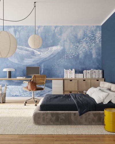 Fototapeta głębia oceanu - wieloryb  Inkiostro Bianco PELAGOS INKBSNL2502 Inkids