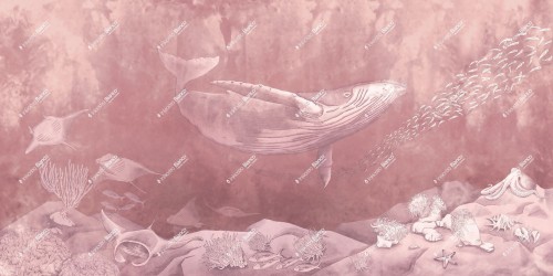 Fototapeta głębia oceanu - wieloryb  Inkiostro Bianco PELAGOS INKBSNL2503 Inkids