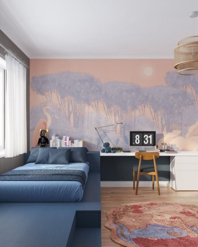 Fototapeta krajobraz natury z czaplami Inkiostro Bianco SERENDIPITY INKNRID2502 Inkids