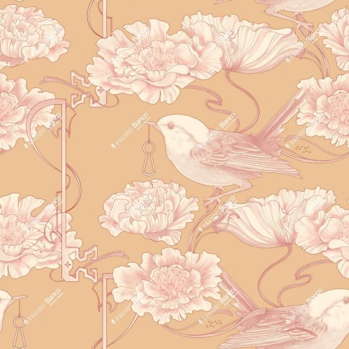 Fototapeta ptaki kwiaty i klucze Inkiostro Bianco THE MAGIC LOCK INKNITO2503 Inkids
