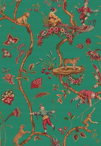 Tapeta tekstylna jedwabna w stylu chinoiserie J&V 26029 Chinoise Exotique Scalamandre