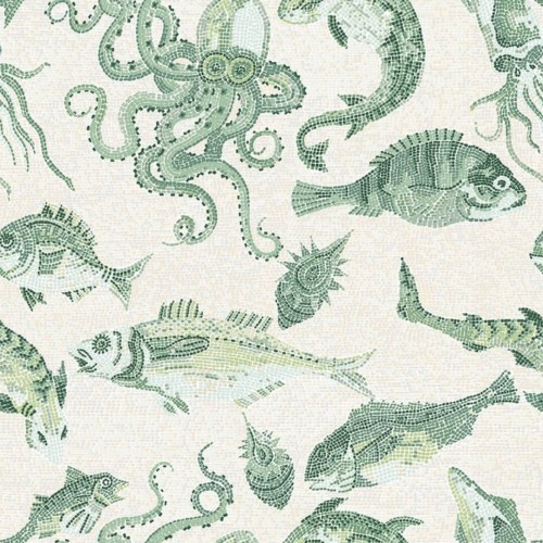 Tapeta mozaika stworzeń morskich J&V 26049 Mikonos Scalamandre