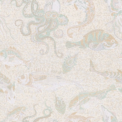 Tapeta mozaika stworzeń morskich J&V 26050 Mikonos Scalamandre