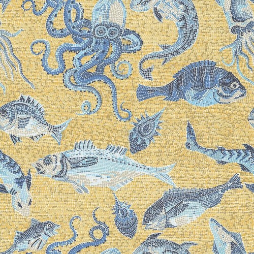 Tapeta mozaika stworzeń morskich J&V 26051 Mikonos Scalamandre
