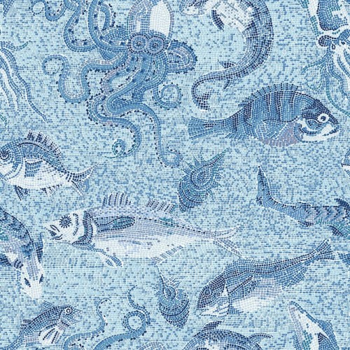 Tapeta mozaika stworzeń morskich J&V 26052 Mikonos Scalamandre