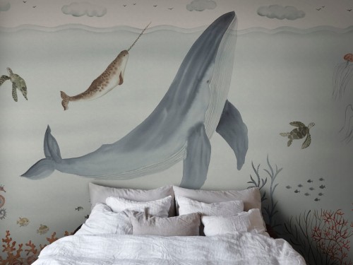 Fototapeta wieloryb i jego przyjaciele Sandberg S10759 Sally Blue Launch Familjen