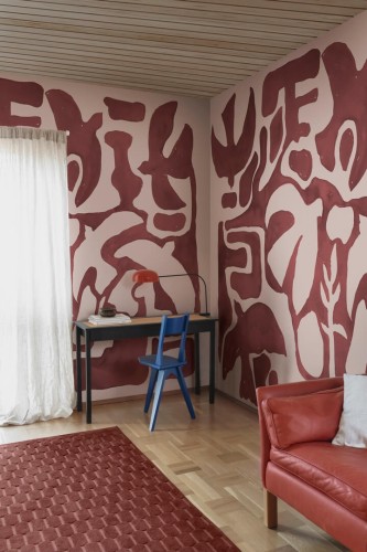 Fototapeta organiczne kształty Rebel Walls R20492 Harmony Forms Red Pink Symbolic