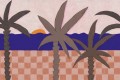 Fototapeta malowane palmy i motyw płytek Rebel Walls R20494 Palm Horizon Sunset Symbolic