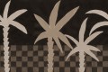 Fototapeta malowane palmy i motyw płytek Rebel Walls R20496 Palm Horizon Dark Brown Symbolic