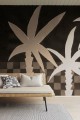 Fototapeta malowane palmy i motyw płytek Rebel Walls R20496 Palm Horizon Dark Brown Symbolic