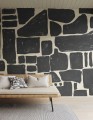 Fototapeta luźne szkice wykonane techniką gwaszu Rebel Walls R20497 Block Print Black Symbolic
