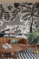 Fototapeta fantazyjny tropikalny krajobraz Rebel Walls R20505 Midnight Tropics Black White Symbolic