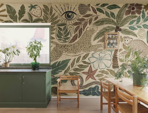 Fototapeta fantazyjny tropikalny krajobraz Rebel Walls R20507 Midnight Tropics Multi Symbolic