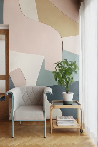 Fototapeta geometryczna z efektem 3D Rebel Walls R20512 Serene Layers Pastel Symbolic