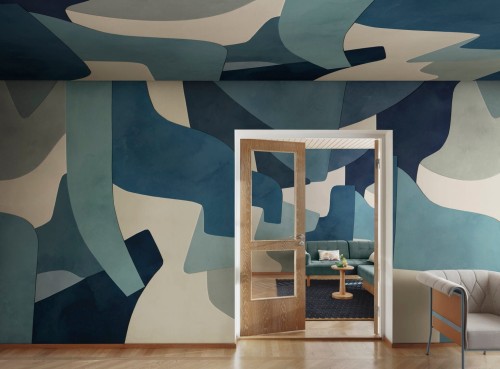 Fototapeta geometryczna z efektem 3D Rebel Walls R20513 Serene Layers Blue Symbolic