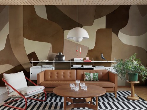 Fototapeta geometryczna z efektem 3D Rebel Walls R20514 Serene Layers Brown Symbolic