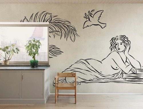 Fototapeta inspirowana antyczną sztuką Rebel Walls R20524 Antiquity Black White Symbolic