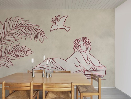 Fototapeta inspirowana antyczną sztuką Rebel Walls R20526 Antiquity Red Symbolic