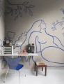 Fototapeta szkic kobiecej postaci i bujna roślinność Rebel Walls R21238 Lush Lines Light Blue Symbolic
