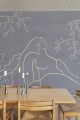 Fototapeta szkic kobiecej postaci i bujna roślinność Rebel Walls R21239 Lush Lines Blue Symbolic