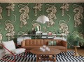 Fototapeta tygrysy i lamparty Rebel Walls R21240 Ink Tiger Green Symbolic
