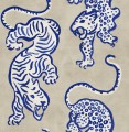 Fototapeta tygrysy i lamparty Rebel Walls R21243 Ink Tiger Blue Symbolic
