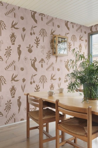 Fototapeta symboliczne kształty Rebel Walls R21249 Symbolic Tales Pink Symbolic