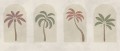 Fototapeta klasyczne łuki i stylizowane palmy Rebel Walls R21251 Palm Arches Green Red Symbolic