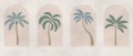 Fototapeta klasyczne łuki i stylizowane palmy Rebel Walls R21252 Palm Arches Green Pink Symbolic