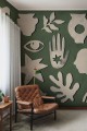 Fototapeta wycięte symbole Rebel Walls R21257 Symbolic Green Beige Symbolic