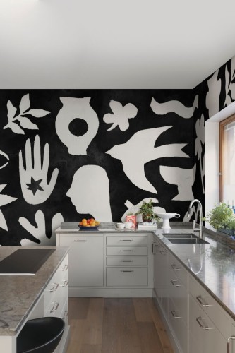 Fototapeta wycięte symbole Rebel Walls R21258 Symbolic Black White Symbolic