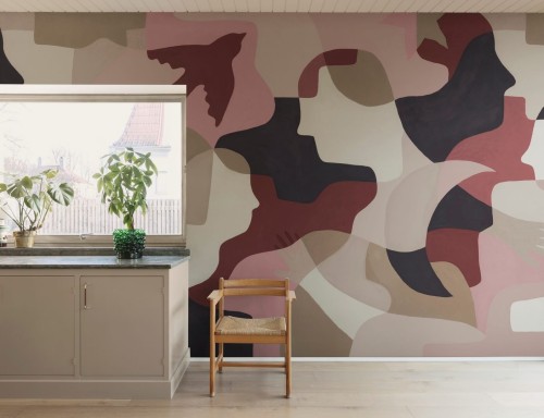 Fototapeta abstrakcyjna Rebel Walls R21261 Silent Conversation Pink Red Symbolic