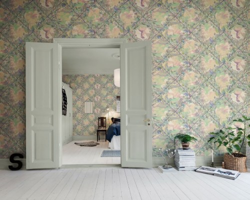 Fototapeta roślinna kratownica w chmurach Rebel Walls R21027 Babylon Sky Dusty Pink Sam Wilde