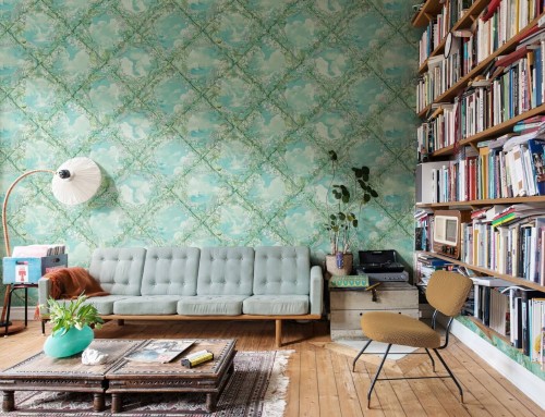 Fototapeta roślinna kratownica w chmurach Rebel Walls R21029 Babylon Sky Green Sam Wilde