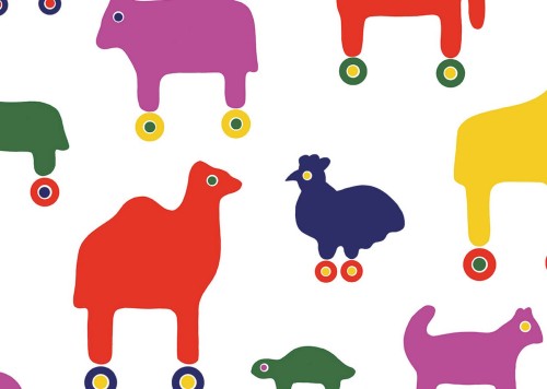 Tapeta zwierzęta na kółkach J&V 25987 Rulla Marimekko